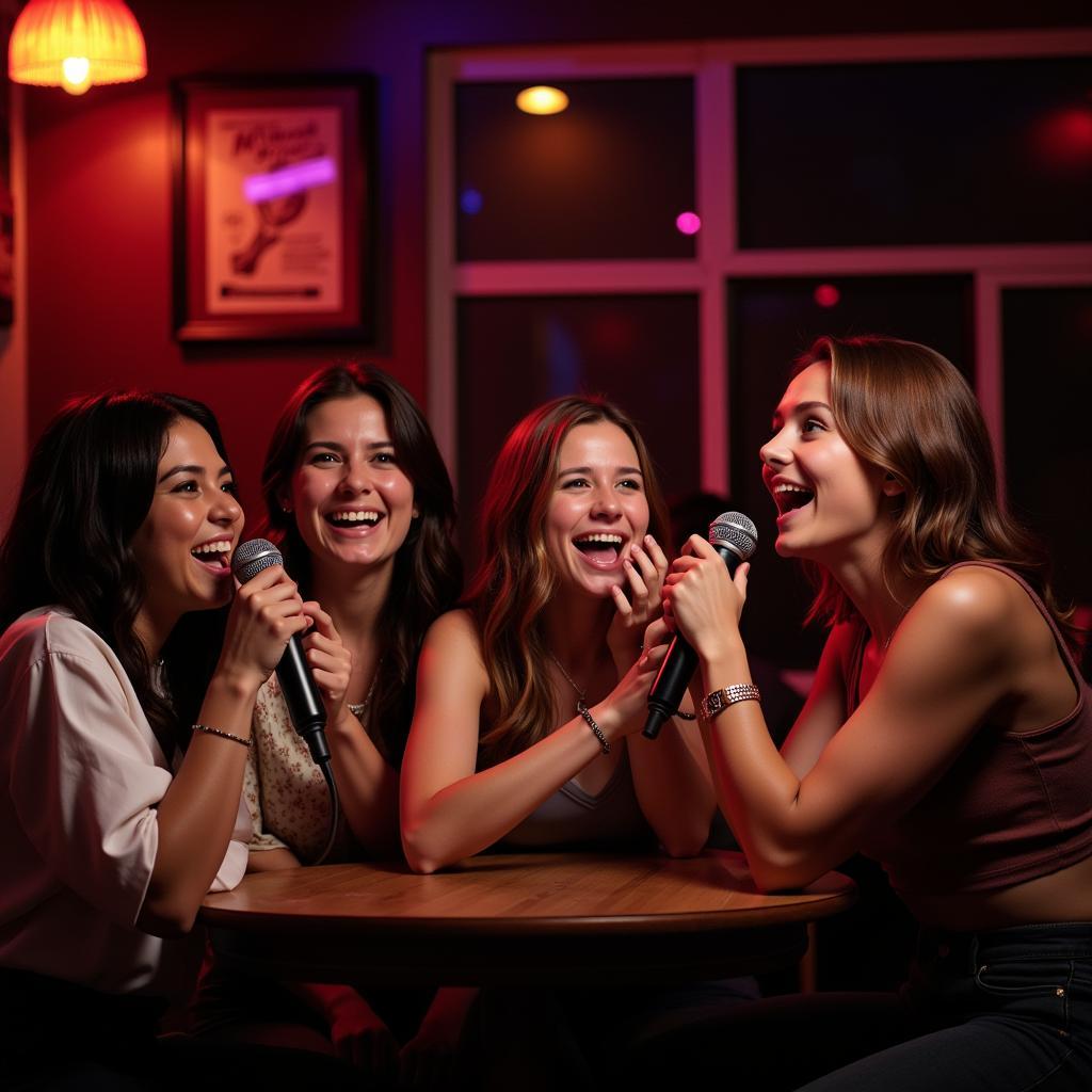 Bạn bè hát karaoke tại Hà Nội