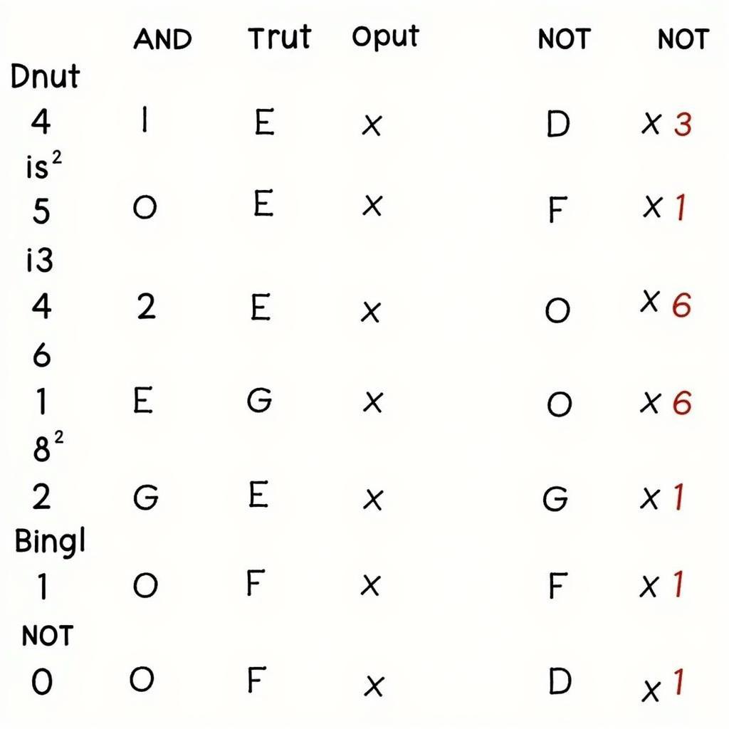 Bảng giá trị phép toán logic AND, OR, NOT