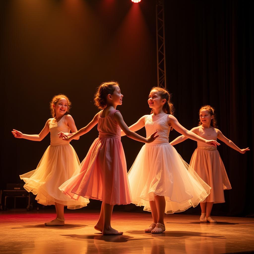 Girls performing a Christian dance on stage