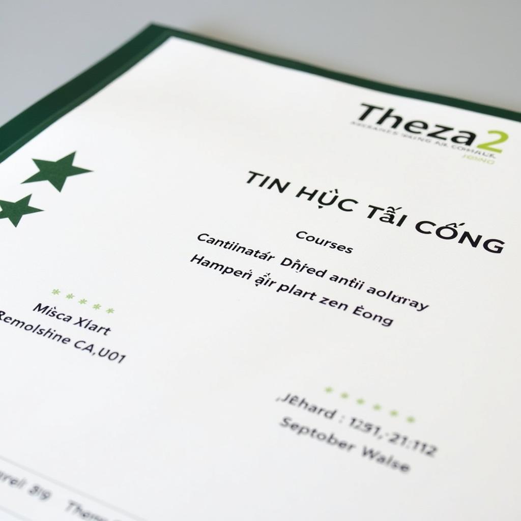 Chứng chỉ Theza2 tin học đại cương