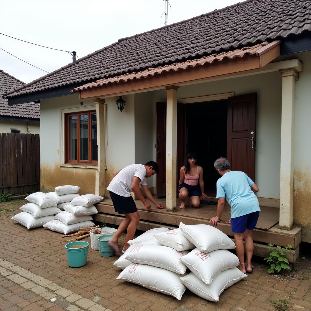 Người dân chằng chống nhà cửa trước bão