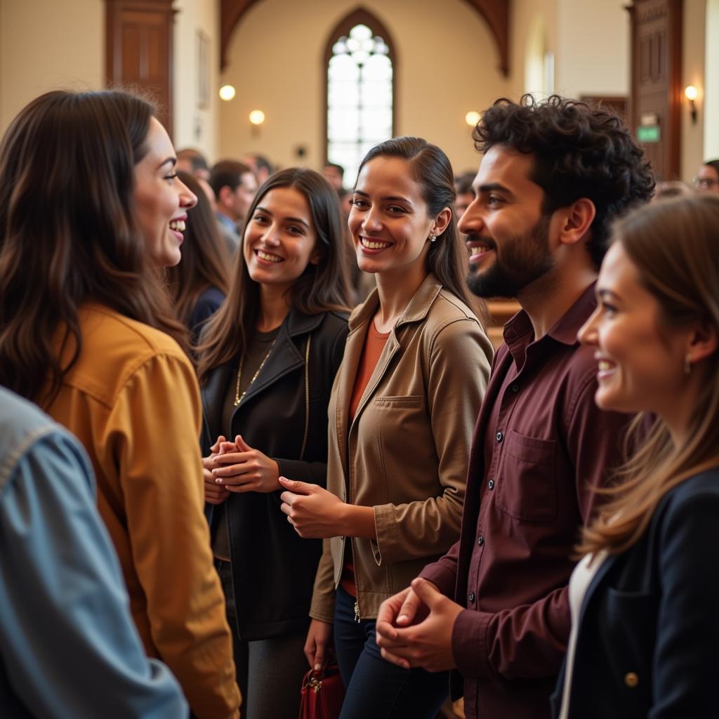 A Diverse Congregation Gathering for Worship