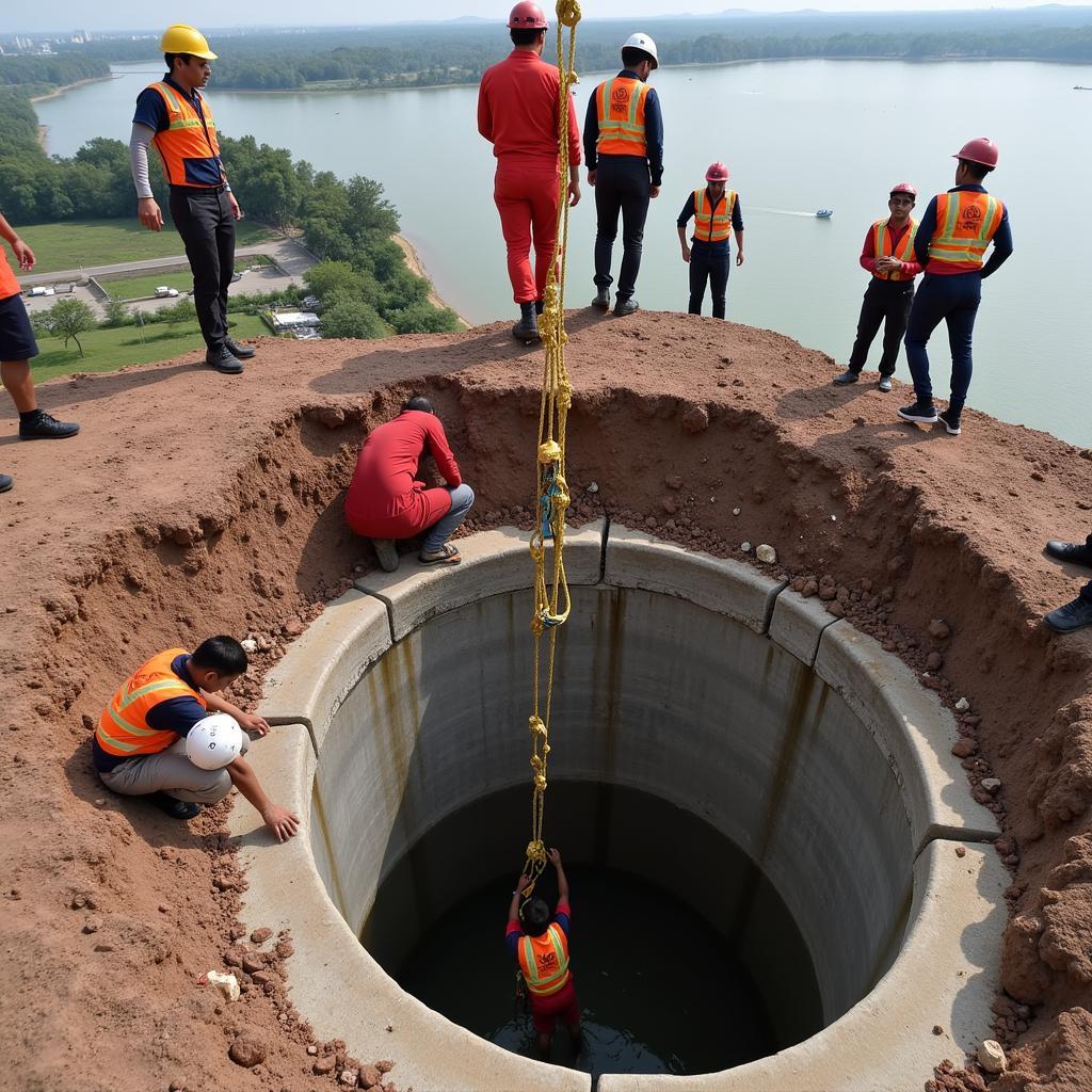 Lực lượng cứu hộ đang nỗ lực tìm kiếm bé Hạo Nam