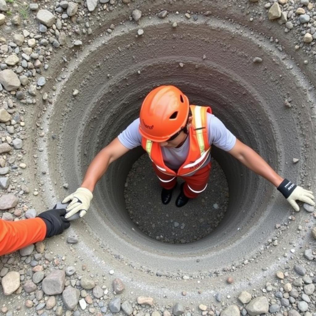 Cứu hộ bé trai rơi trụ bê tông