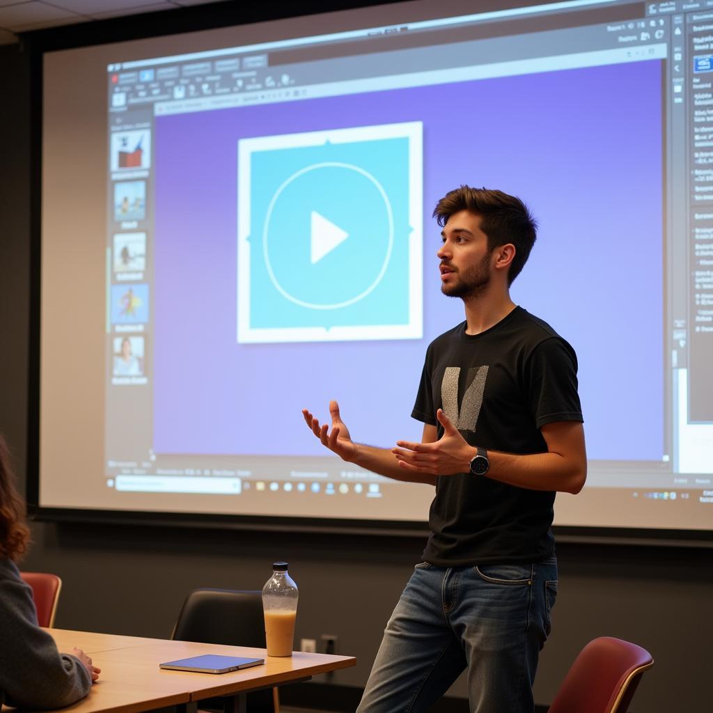 Former computer science club member presenting a project