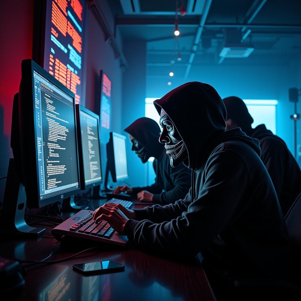 Cybercriminals launching a cyberattack