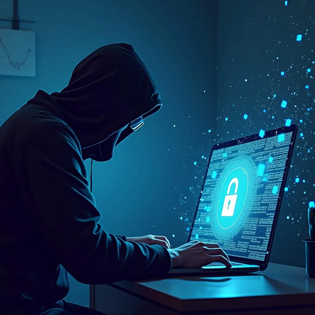 Hình ảnh minh họa về hacker đang tấn công máy tính để đánh cắp thông tin cá nhân