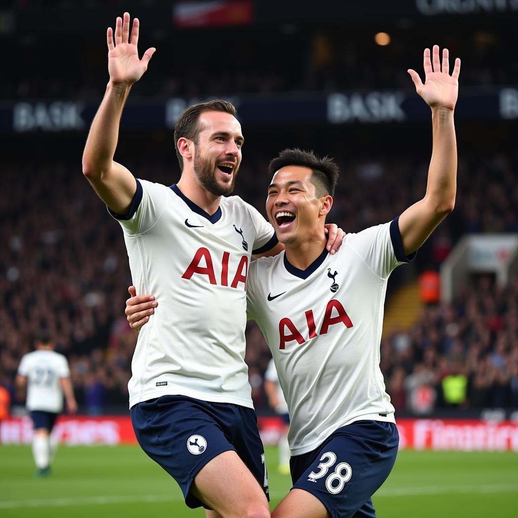 Harry Kane và Son Heung-min ăn mừng bàn thắng