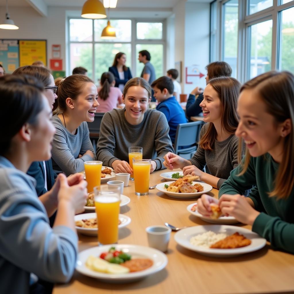 Students enjoying meals at the canteen