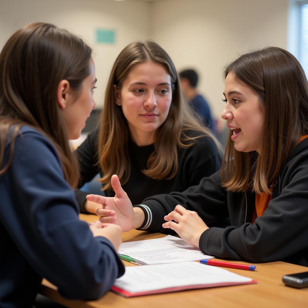 Students participating in interactive activities during a class