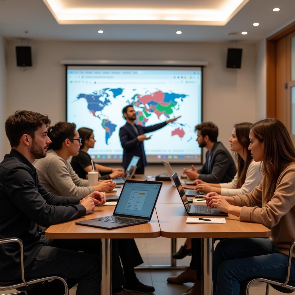 Group of educators collaborating at an international conference.