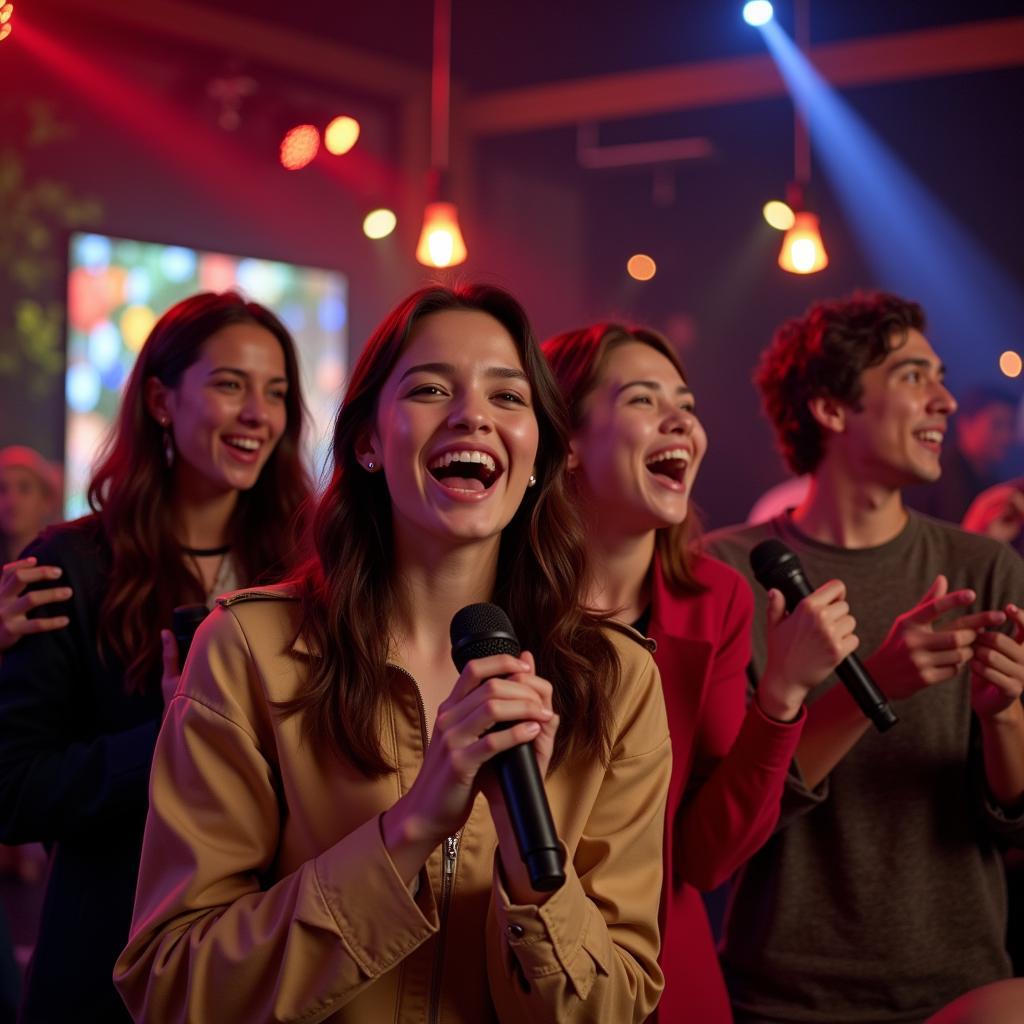 Hình ảnh nhóm bạn trẻ hát karaoke Được Tin Em Lấy Chồng