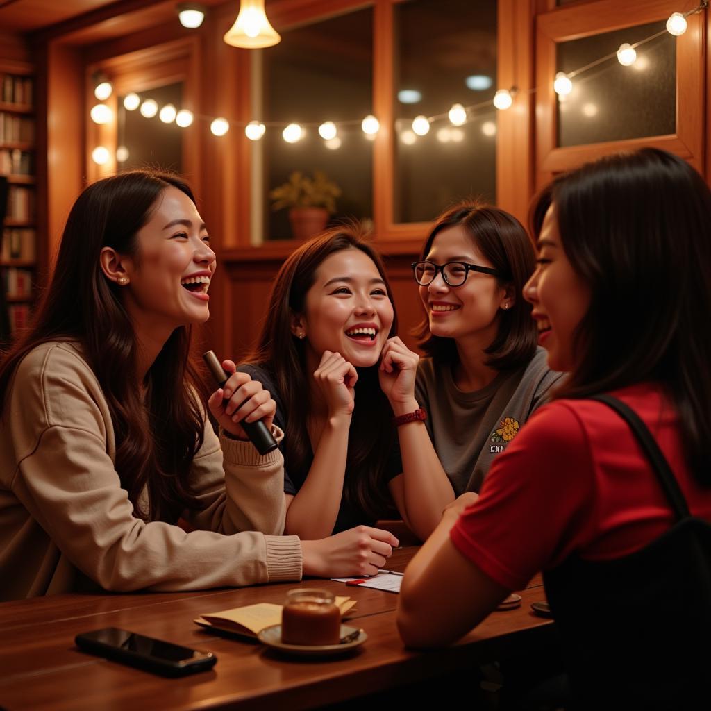 Nhóm bạn trẻ hát karaoke bài hát "Người Là Niềm Tin"