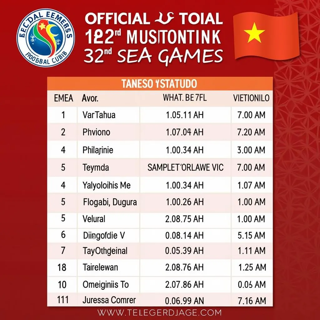 Lịch thi đấu U22 Việt Nam tại SEA Games 32