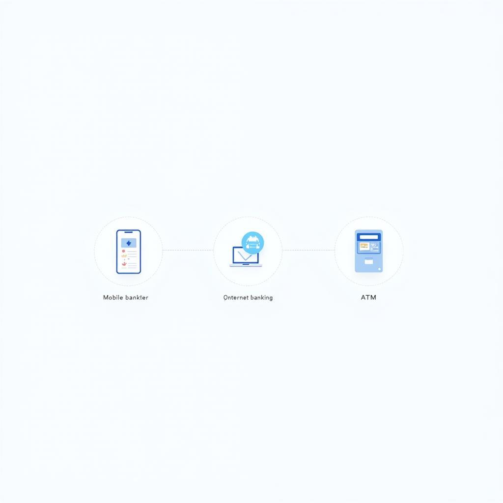 Hình ảnh minh họa các phương thức chuyển tiền: ứng dụng ngân hàng, internet banking, ATM
