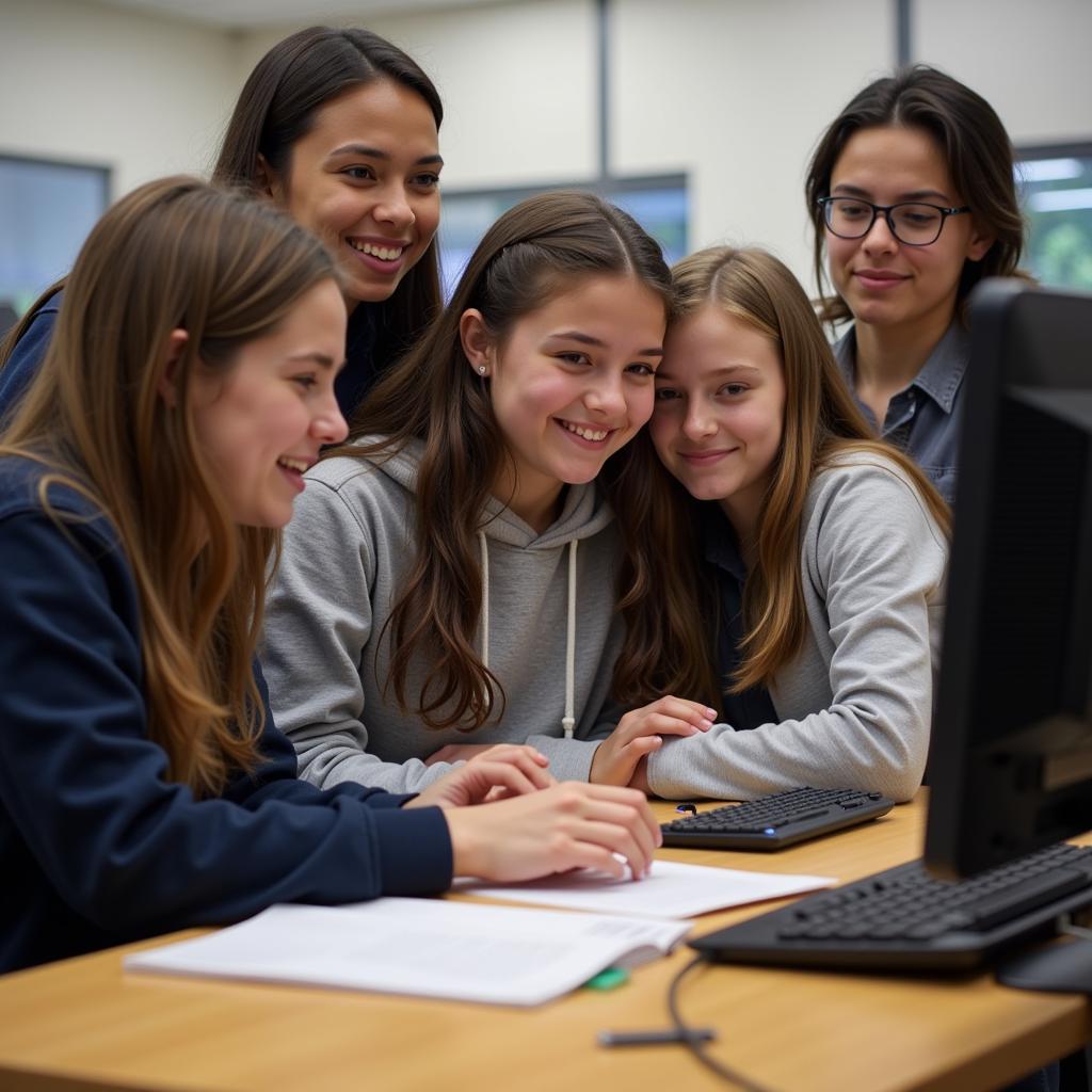 Students participating in computer science club