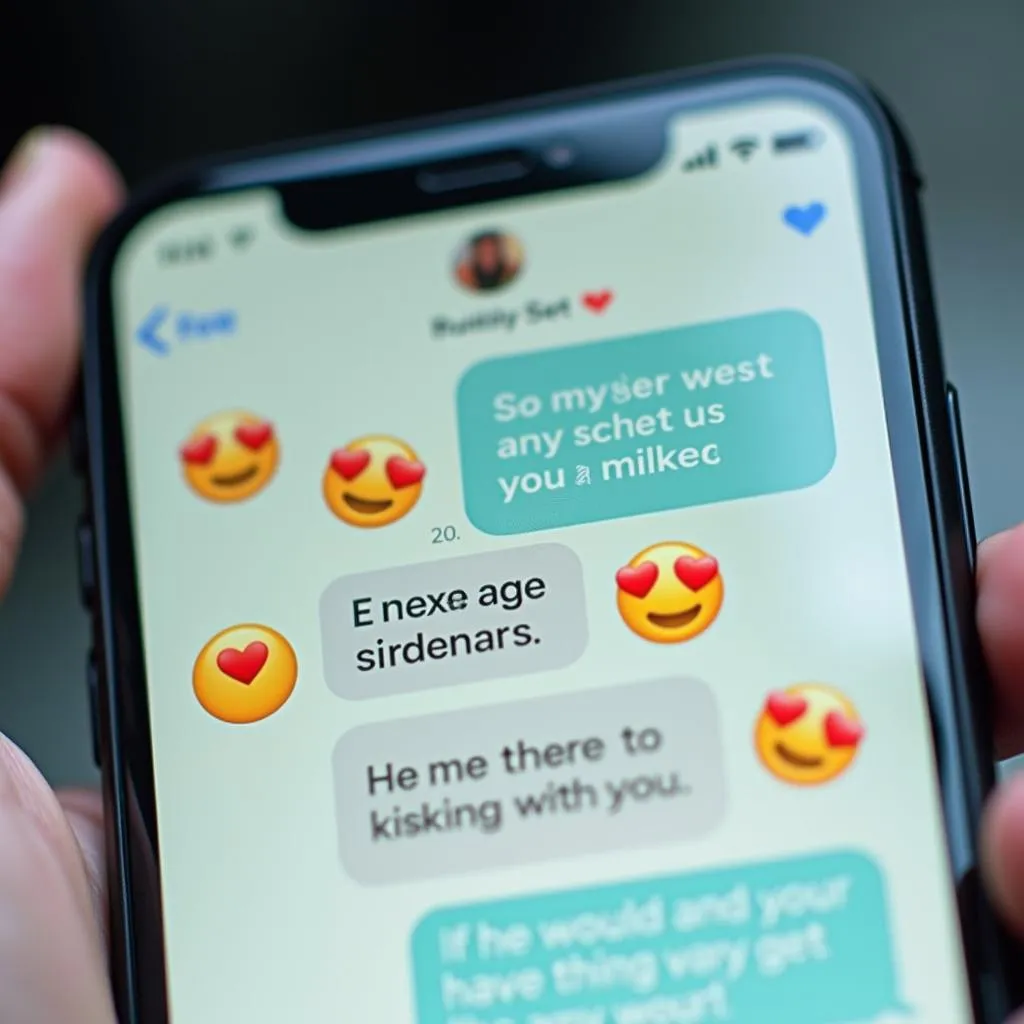 Chàng trai sử dụng emoji mặt cười khi nhắn tin