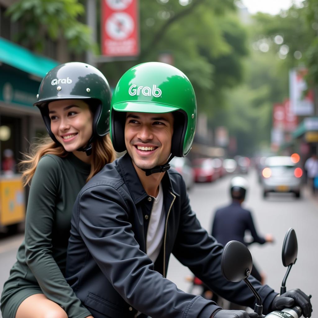 Grab driver with passenger