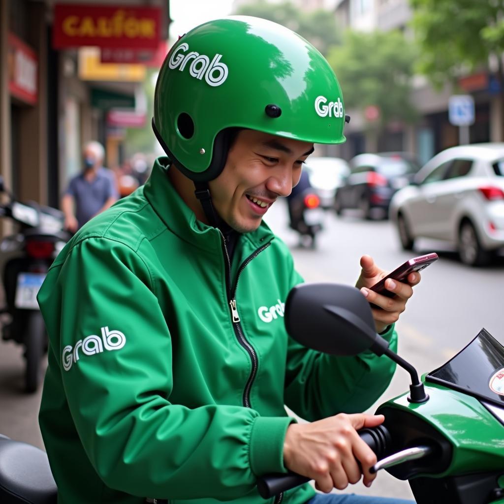 Grab driver receiving ride requests