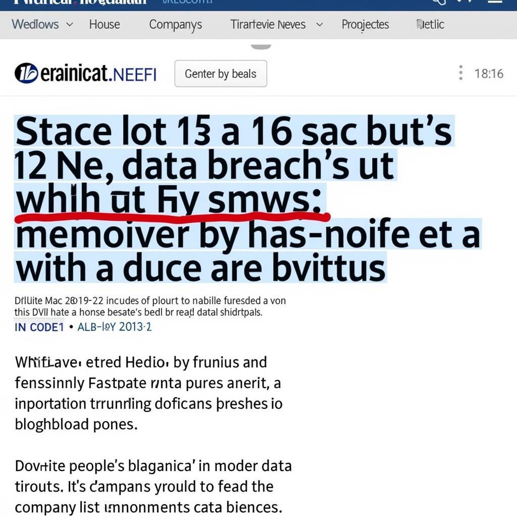 Cybersecurity news headline about data breach