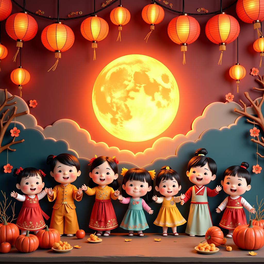 Mid-Autumn Festival themed kindergarten bulletin board