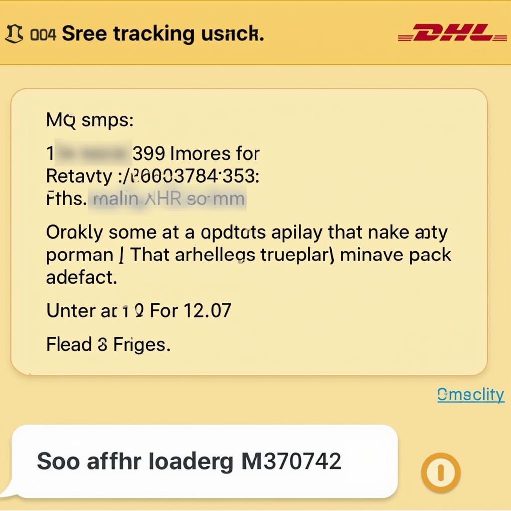 Ví dụ về tin nhắn trạng thái đơn hàng DHL Ecomm