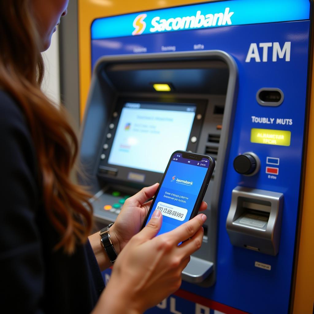 Rút tiền qua tin nhắn Sacombank tại ATM