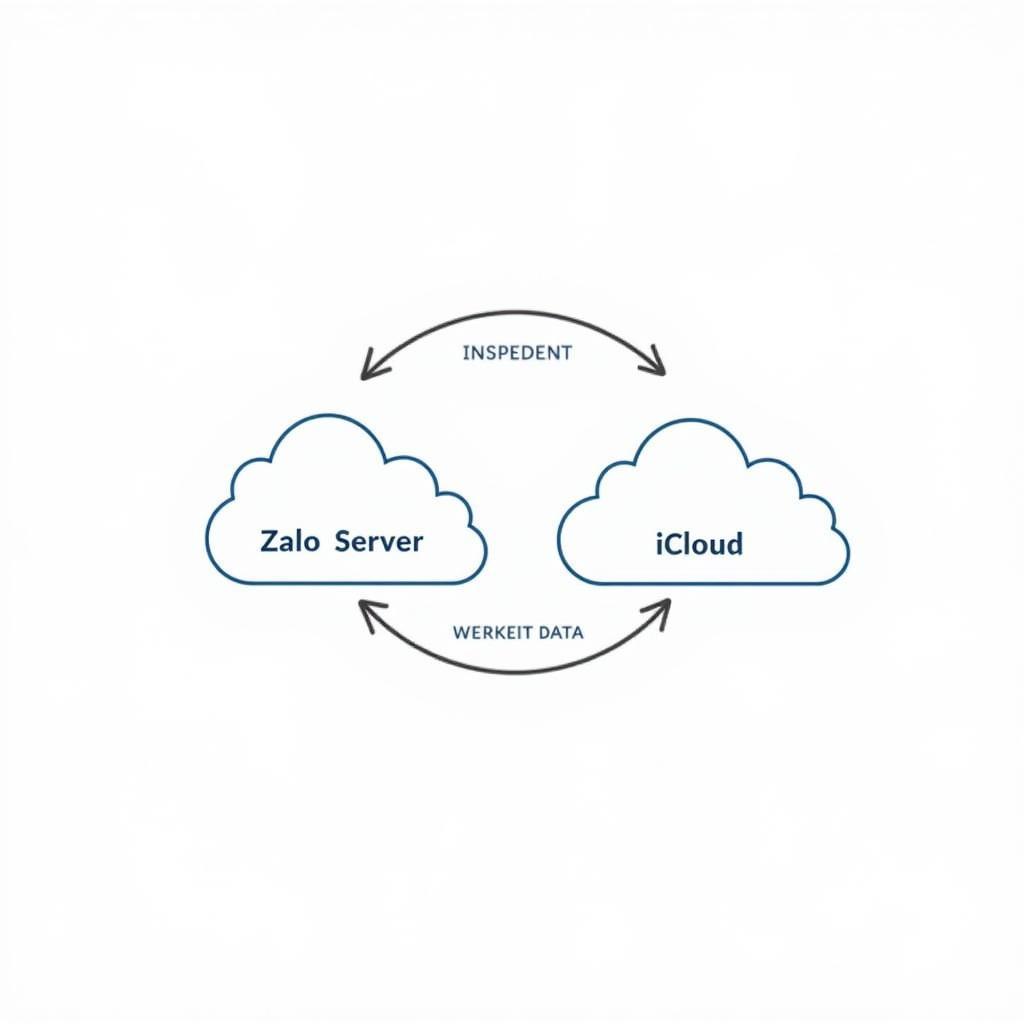 Sơ đồ minh họa Zalo và iCloud hoạt động độc lập